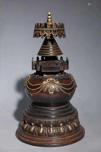 A Fine Gilt-bronze Stupa