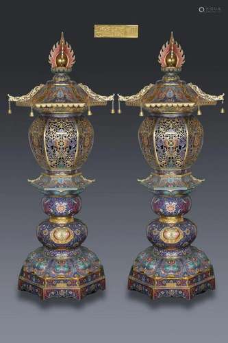 A Pair of Cloisonne Palace Lanterns