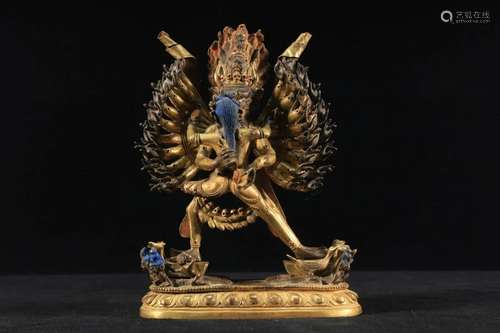 A Rare Gilt-bronze Figure of Yamantaka