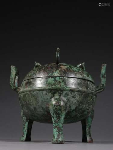 A Old Bronze Censer With Cover