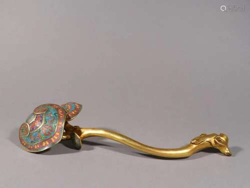 A Gilt-Silver and Cloisonne Ruyi Sceper