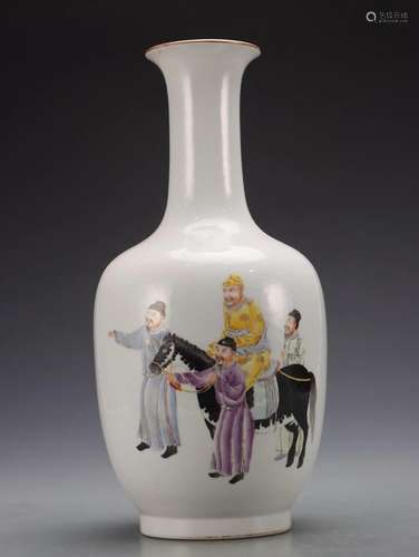 A Fine Famille-rose Vase With Figure and Poetry Pattern