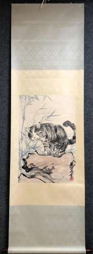 A Chinese Ink Painting Hanging Scroll By Huang Zhou