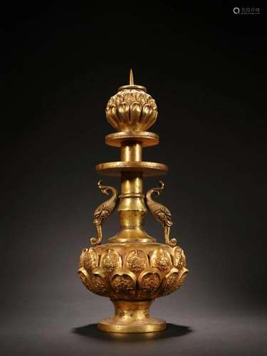 A Gilt-bronze Candlestick