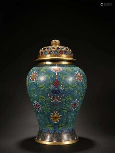 A Fine Cloisonne Enamel Jar With Flower Pattern