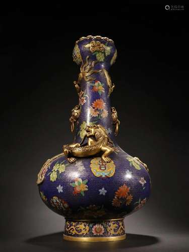 A Cloisonne Enamel Vase With Dragon