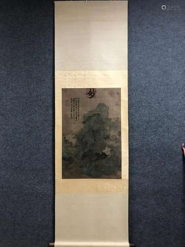 A Chinese Ink Painting Hanging Scroll By Wang Wei