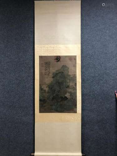 A Chinese Ink Painting Hanging Scroll By Wang Wei
