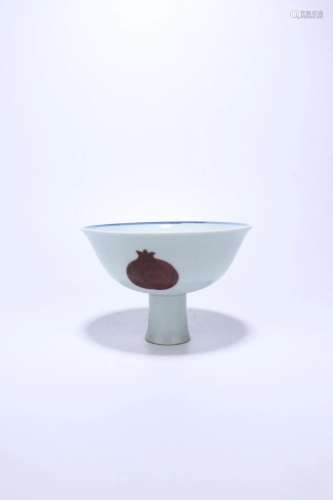 A Blue And White Copper-Red Stembowl