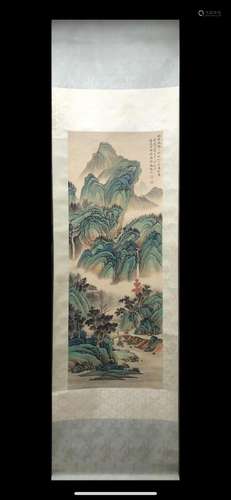 A Chinese Ink Painting Hanging Scroll By Feng Chaoran