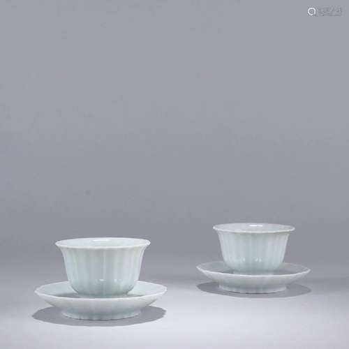 A Pair of Celadon-glazed Cups With Dishs