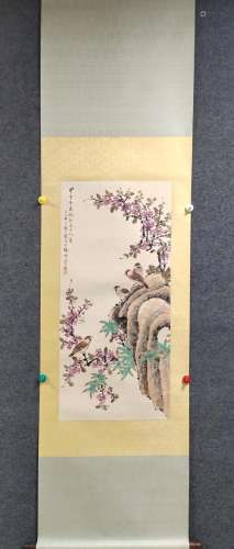 A Chinese Ink Painting Hanging Scroll By Yan Bolong