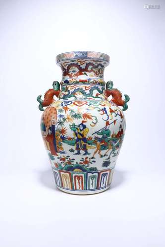 A Blue And White Wucai Jar