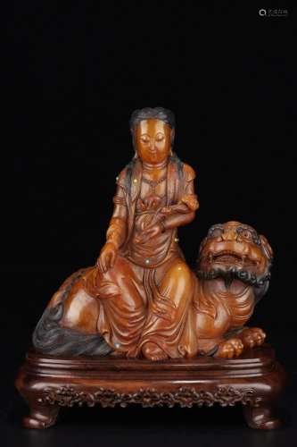 A Carved Tianhuang Figure Of Ruyi Guanyin