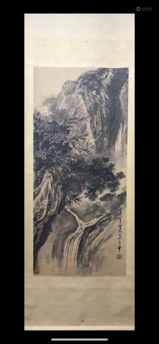 A Chinese Ink Painting Hanging Scroll By Liu Baochun