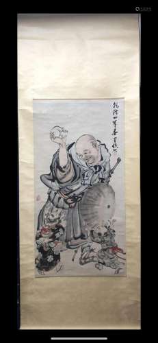 A Chinese Ink Painting Hanging Scroll By Huang Shen