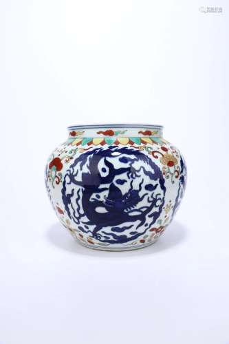 A Blue And White Wucai Jar