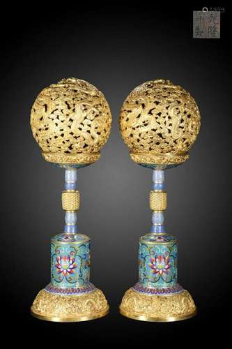 A Pair of Cloisonne Enamel Official Hat Rack