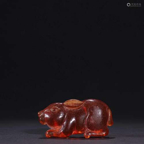 A Small Carved Amber Rabbit