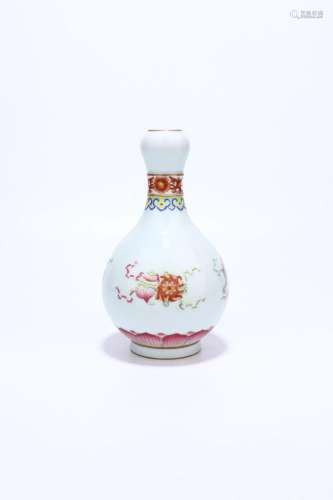 A Famille-Rose Garlic-Shaped Vase