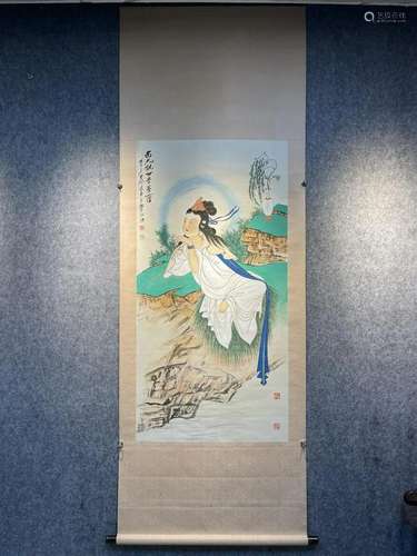 A Chinese Ink Painting Hanging Scroll By Zhang Daqian