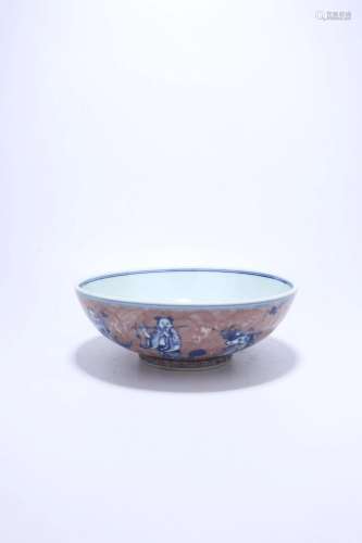A Blue And White Copper-Red Bowl