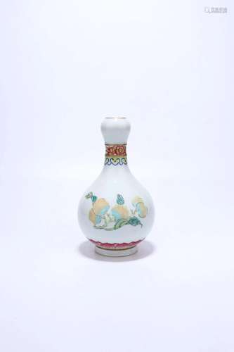 A Famille-Rose Garlic-Shaped Vase