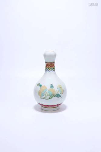 A Famille-Rose Garlic-Shaped Vase