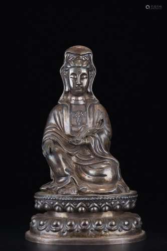 A Carved Silver Figure Of Ruyi Guanyin