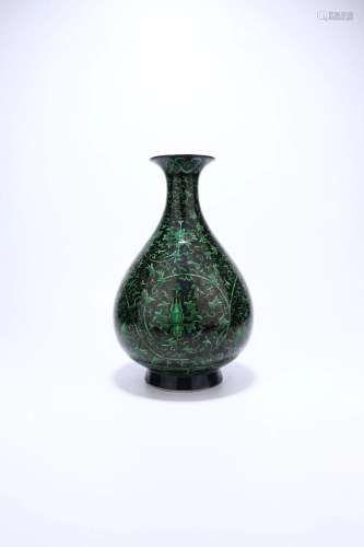A Black-Ground Green-Glazed Yuhuchun Vase