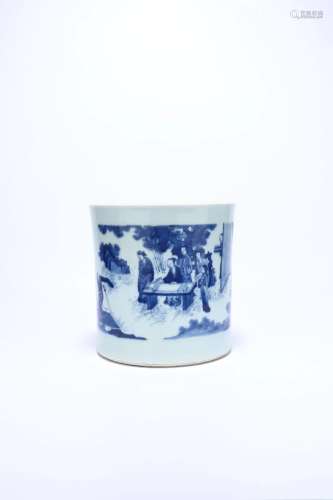 A Blue And White Brush Pot