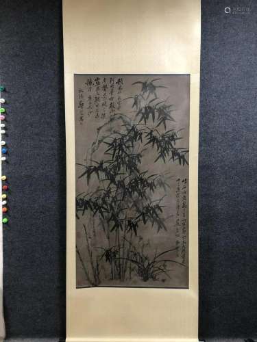 A Chinese Ink Painting Hanging Scroll By Zheng Banqiao