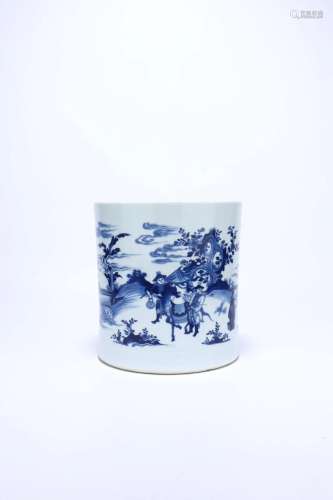 A Blue And White Brush Pot