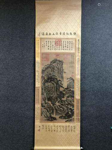 A Chinese Ink Painting Hanging Scroll By Dong Yuan