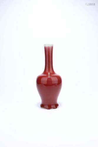 A Flambe-Glazed Red Mallet Vase