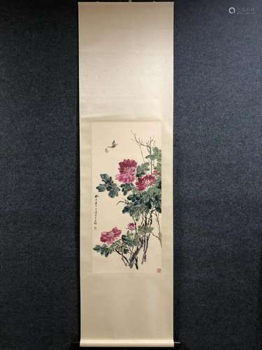 A Chinese Ink Painting Hanging Scroll By Wang Xuetao