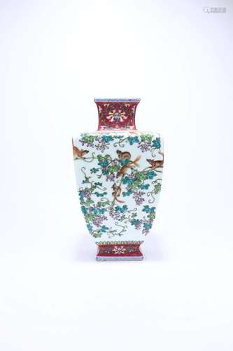 A Famille-Rose Square Vase