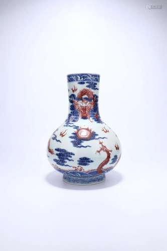 A Blue And White Copper-Red Vase