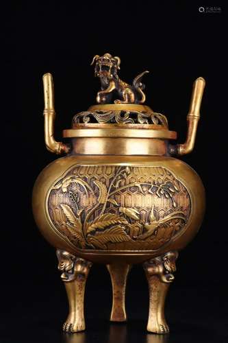 A Gilt-Bronze Tripod Censer