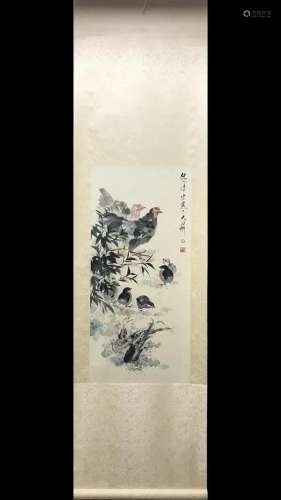 A Chinese Ink Painting Hanging Scroll By Tang Yun