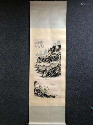 A Chinese Ink Painting Hanging Scroll By Huang Binhong