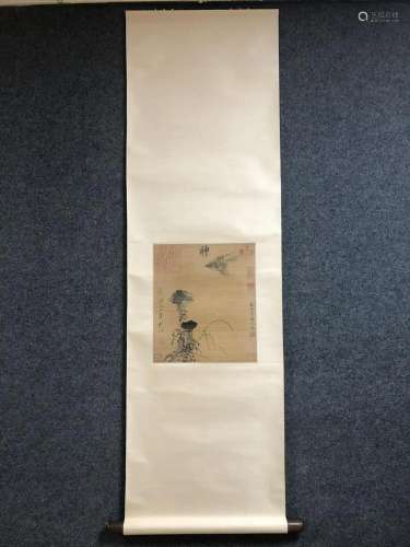 A Chinese Ink Painting Hanging Scroll By Chao Bu