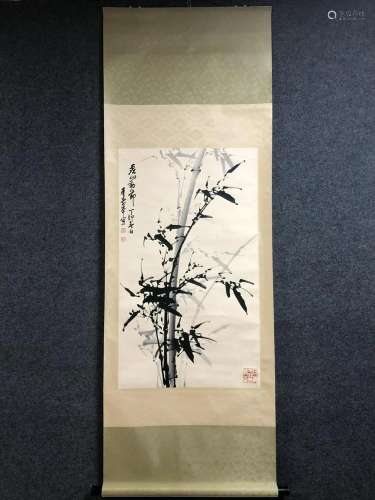 A Chinese Ink Painting Hanging Scroll By Dong Shouping