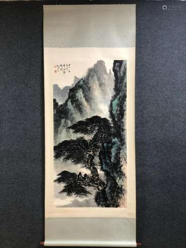 A Chinese Ink Painting Hanging Scroll By Li Xiongcai