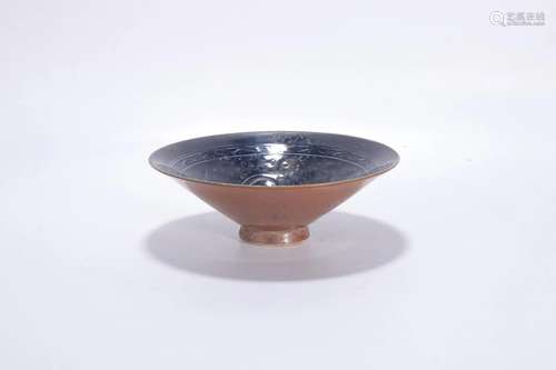 An Aubergine-Glazed Sacrificial Blue Gilded Cup