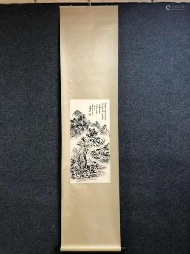 A Chinese Ink Painting Hanging Scroll By Huang Binhong