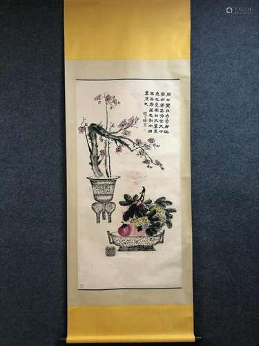 A Chinese Ink Painting Hanging Scroll By Zhao Zhiqian