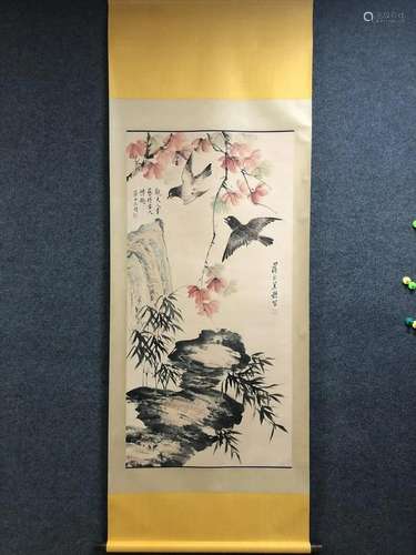 A Chinese Ink Painting Hanging Scroll By Song Meiling