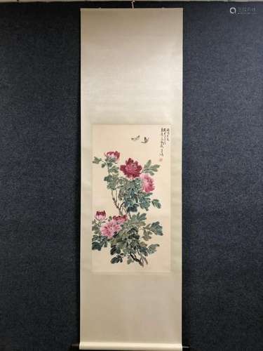 A Chinese Ink Painting Hanging Scroll By Wang Xuetao