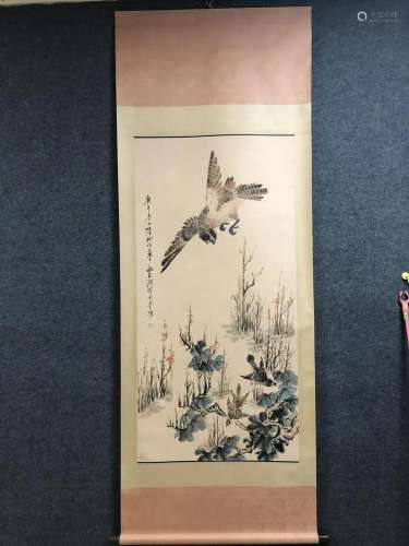 A Chinese Ink Painting Hanging Scroll By Lu Yifei